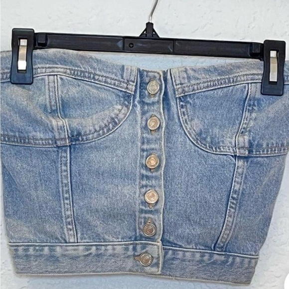 Zara Blue Denim Crop Top - Picture 2 of 2